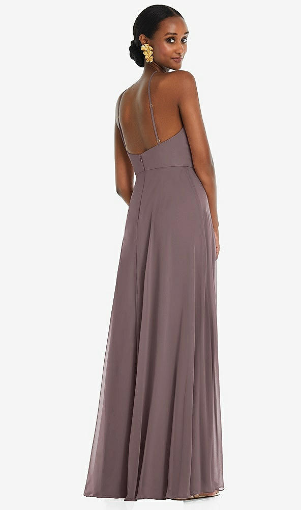 Back View - French Truffle Diamond Halter Maxi Dress with Adjustable Straps