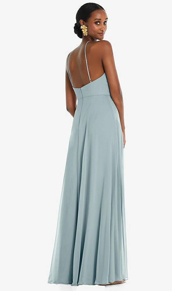 Back View - Morning Sky Diamond Halter Maxi Dress with Adjustable Straps