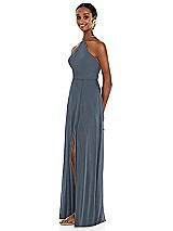 Side View Thumbnail - Silverstone Diamond Halter Maxi Dress with Adjustable Straps