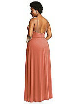 Alt View 3 Thumbnail - Terracotta Copper Diamond Halter Maxi Dress with Adjustable Straps
