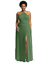Alt View 1 Thumbnail - Vineyard Green Diamond Halter Maxi Dress with Adjustable Straps