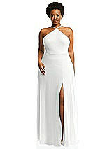 Alt View 1 Thumbnail - White Diamond Halter Maxi Dress with Adjustable Straps