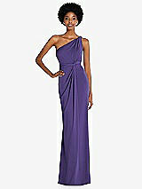 Front View Thumbnail - Regalia - PANTONE Ultra Violet One-Shoulder Twist Draped Maxi Dress