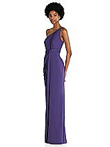 Side View Thumbnail - Regalia - PANTONE Ultra Violet One-Shoulder Twist Draped Maxi Dress
