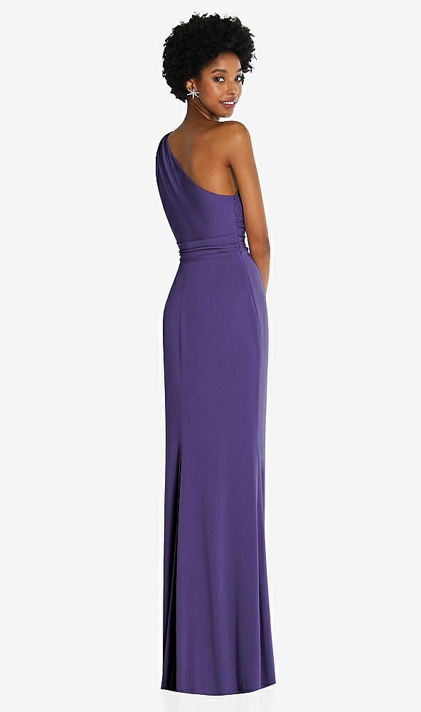 Back View - Regalia - PANTONE Ultra Violet One-Shoulder Twist Draped Maxi Dress