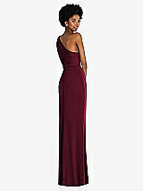 Rear View Thumbnail - Cabernet One-Shoulder Twist Draped Maxi Dress