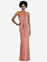 Front View Thumbnail - Desert Rose One-Shoulder Twist Draped Maxi Dress