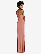 Rear View Thumbnail - Desert Rose One-Shoulder Twist Draped Maxi Dress