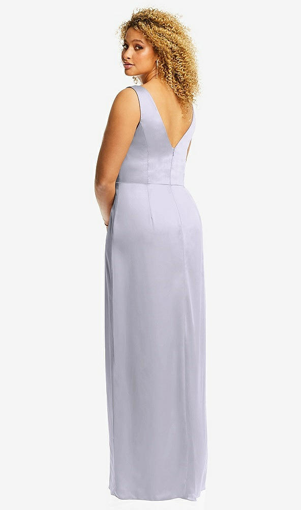 Back View - Silver Dove Faux Wrap Whisper Satin Maxi Dress with Draped Tulip Skirt
