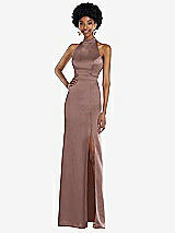 Rear View Thumbnail - Sienna High Neck Backless Maxi Dress with Slim Belt
