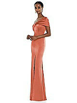 Side View Thumbnail - Terracotta Copper Twist Cuff One-Shoulder Princess Line Trumpet Gown
