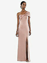 Front View Thumbnail - Toasted Sugar Twist Cuff One-Shoulder Princess Line Trumpet Gown