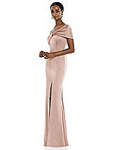 Side View Thumbnail - Toasted Sugar Twist Cuff One-Shoulder Princess Line Trumpet Gown