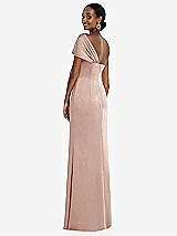 Rear View Thumbnail - Toasted Sugar Twist Cuff One-Shoulder Princess Line Trumpet Gown