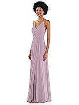 Side View Thumbnail - Suede Rose Faux Wrap Criss Cross Back Maxi Dress with Adjustable Straps
