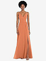 Front View Thumbnail - Sweet Melon Faux Wrap Criss Cross Back Maxi Dress with Adjustable Straps
