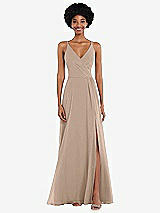 Front View Thumbnail - Topaz Faux Wrap Criss Cross Back Maxi Dress with Adjustable Straps