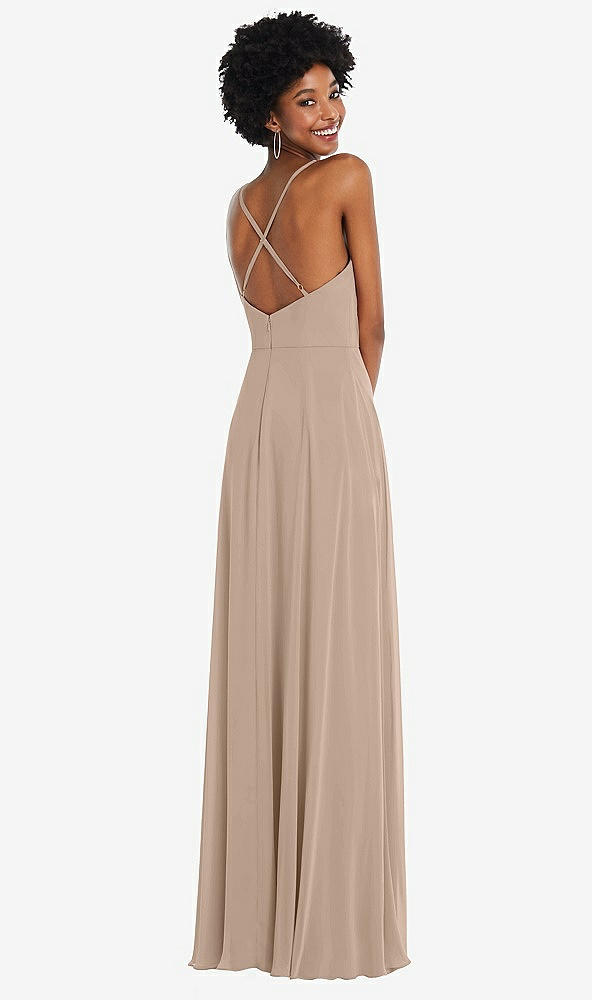 Back View - Topaz Faux Wrap Criss Cross Back Maxi Dress with Adjustable Straps