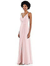 Side View Thumbnail - Ballet Pink Faux Wrap Criss Cross Back Maxi Dress with Adjustable Straps