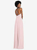 Rear View Thumbnail - Ballet Pink Faux Wrap Criss Cross Back Maxi Dress with Adjustable Straps