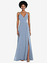 Front View Thumbnail - Cloudy Faux Wrap Criss Cross Back Maxi Dress with Adjustable Straps