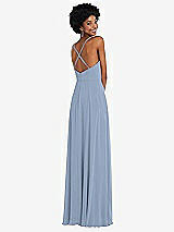 Rear View Thumbnail - Cloudy Faux Wrap Criss Cross Back Maxi Dress with Adjustable Straps