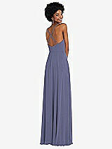 Rear View Thumbnail - French Blue Faux Wrap Criss Cross Back Maxi Dress with Adjustable Straps