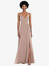 Front View Thumbnail - Neu Nude Faux Wrap Criss Cross Back Maxi Dress with Adjustable Straps