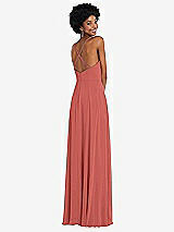 Rear View Thumbnail - Coral Pink Faux Wrap Criss Cross Back Maxi Dress with Adjustable Straps