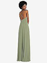 Rear View Thumbnail - Sage Faux Wrap Criss Cross Back Maxi Dress with Adjustable Straps