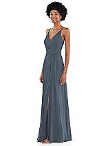 Side View Thumbnail - Silverstone Faux Wrap Criss Cross Back Maxi Dress with Adjustable Straps