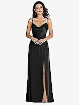 Front View Thumbnail - Black Cowl-Neck A-Line Maxi Dress with Adjustable Straps