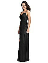 Side View Thumbnail - Black Cowl-Neck A-Line Maxi Dress with Adjustable Straps