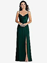 Front View Thumbnail - Evergreen Cowl-Neck A-Line Maxi Dress with Adjustable Straps