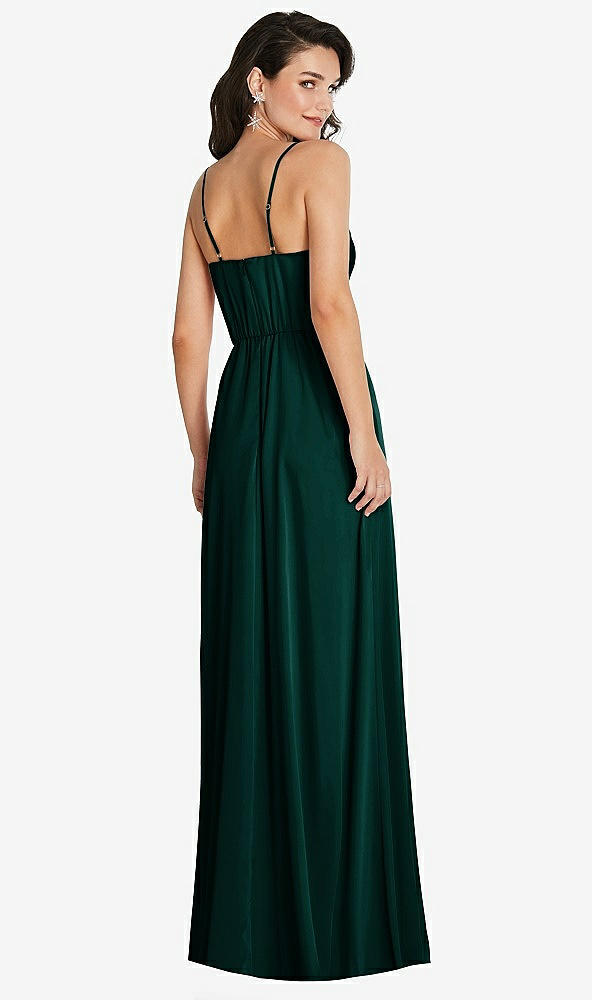Back View - Evergreen Cowl-Neck A-Line Maxi Dress with Adjustable Straps