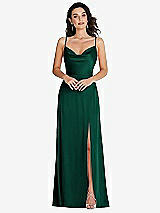 Front View Thumbnail - Hunter Green Cowl-Neck A-Line Maxi Dress with Adjustable Straps