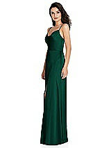 Side View Thumbnail - Hunter Green Cowl-Neck A-Line Maxi Dress with Adjustable Straps