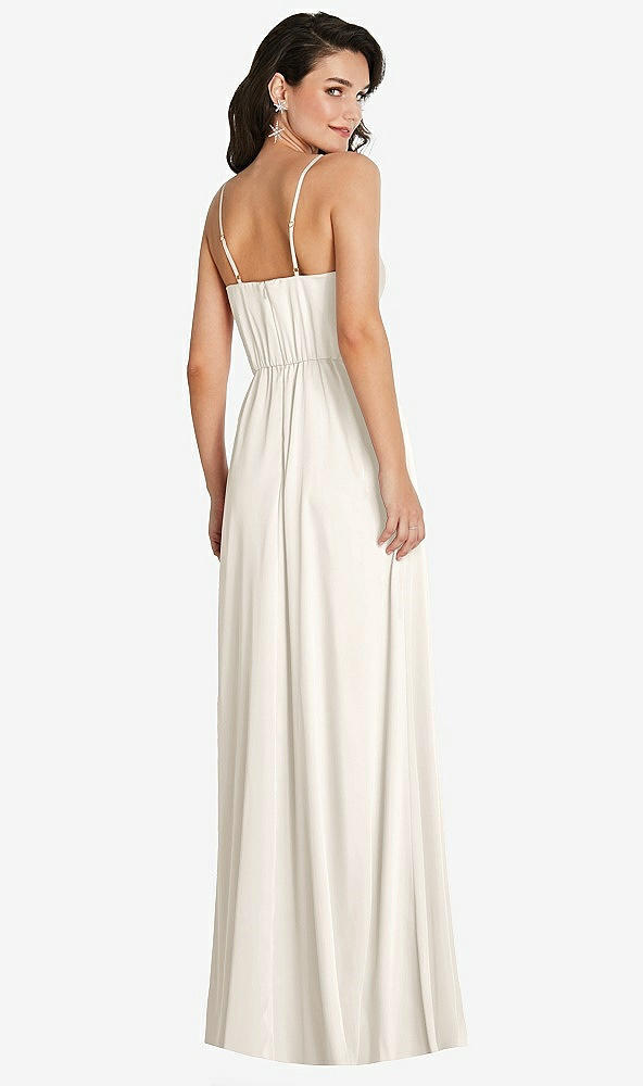 Back View - Ivory Cowl-Neck A-Line Maxi Dress with Adjustable Straps