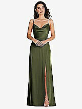 Front View Thumbnail - Olive Green Cowl-Neck A-Line Maxi Dress with Adjustable Straps