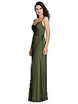 Side View Thumbnail - Olive Green Cowl-Neck A-Line Maxi Dress with Adjustable Straps