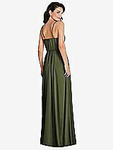 Rear View Thumbnail - Olive Green Cowl-Neck A-Line Maxi Dress with Adjustable Straps