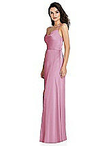 Side View Thumbnail - Powder Pink Cowl-Neck A-Line Maxi Dress with Adjustable Straps