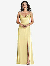 Front View Thumbnail - Pale Yellow Cowl-Neck A-Line Maxi Dress with Adjustable Straps