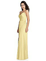 Side View Thumbnail - Pale Yellow Cowl-Neck A-Line Maxi Dress with Adjustable Straps