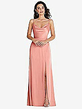 Front View Thumbnail - Rose - PANTONE Rose Quartz Cowl-Neck A-Line Maxi Dress with Adjustable Straps