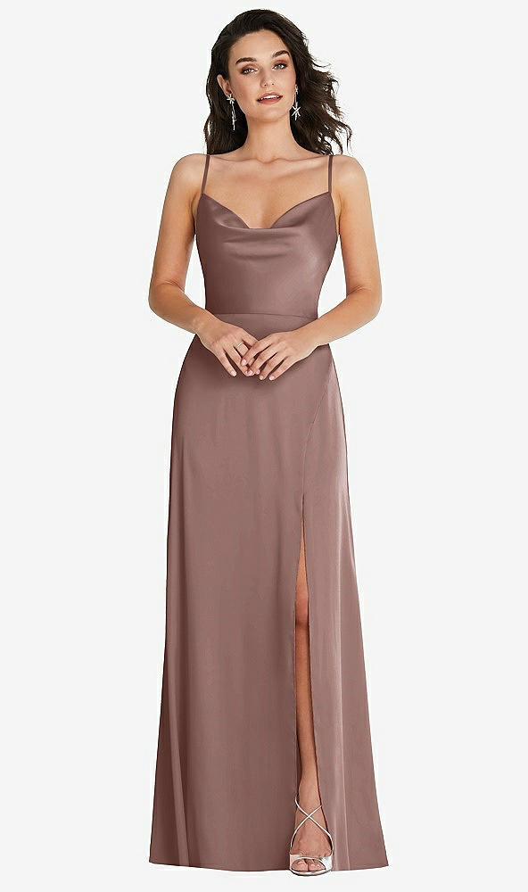 Front View - Sienna Cowl-Neck A-Line Maxi Dress with Adjustable Straps