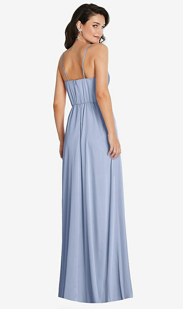 Back View - Sky Blue Cowl-Neck A-Line Maxi Dress with Adjustable Straps