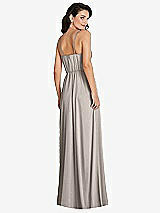 Rear View Thumbnail - Taupe Cowl-Neck A-Line Maxi Dress with Adjustable Straps