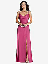 Front View Thumbnail - Tea Rose Cowl-Neck A-Line Maxi Dress with Adjustable Straps