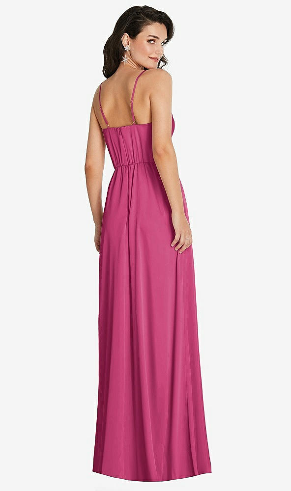 Back View - Tea Rose Cowl-Neck A-Line Maxi Dress with Adjustable Straps